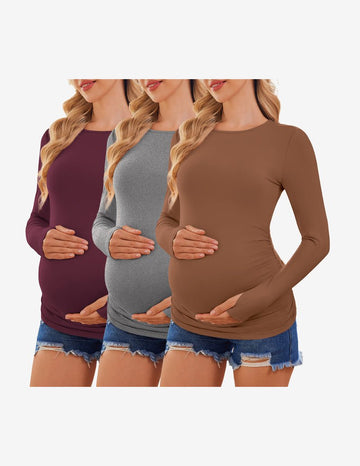 ekouaer-maternity-umstandsshirt-langarm-3er-pack-daumenloch image 5