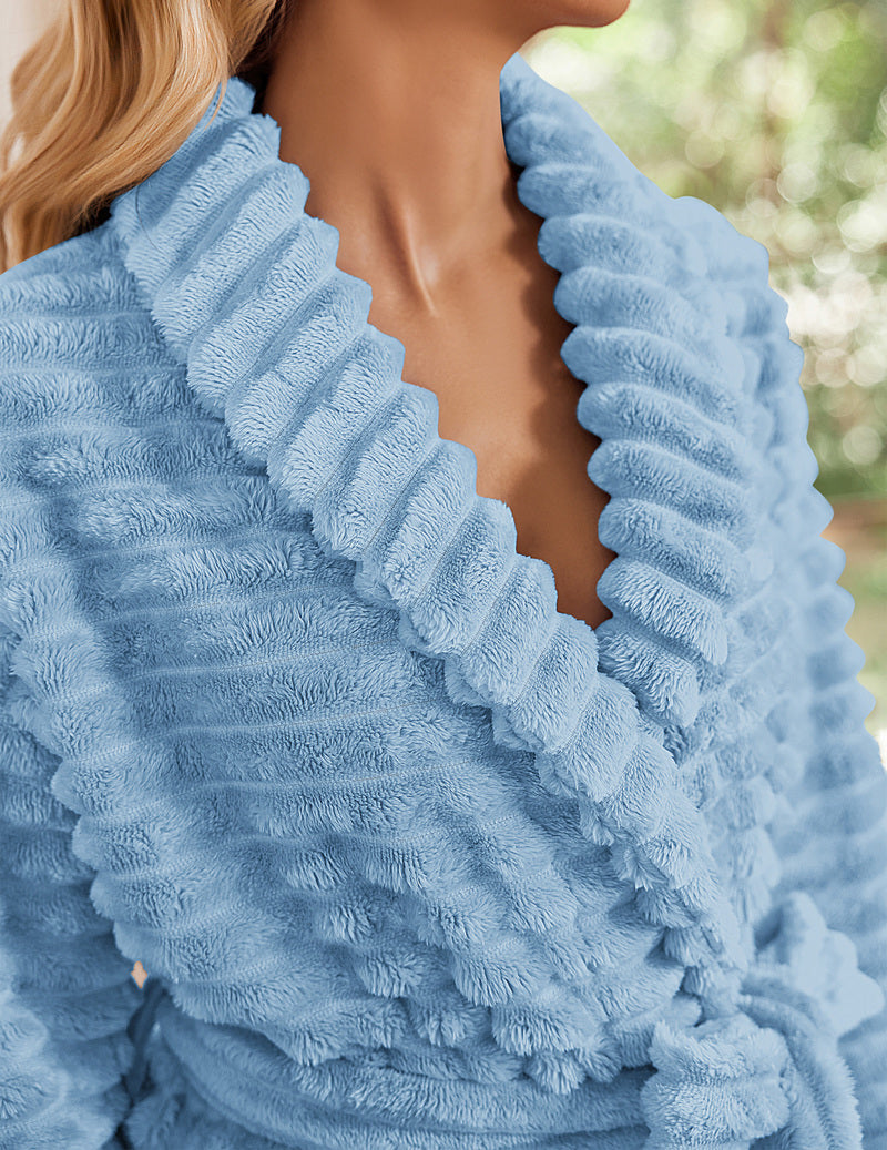 ekouaer-robes-fleece-bademantel-damen-dunkelgrau-warm image 8