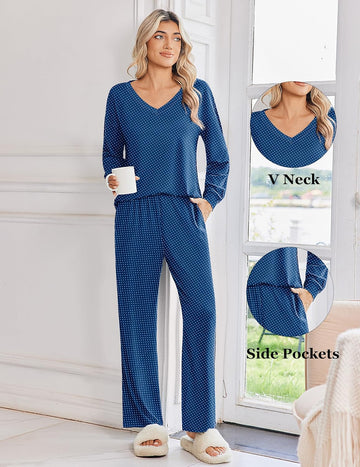 ekouaer-pajama-sets-2er-pyjama-langarm-v-ausschnitt image 7