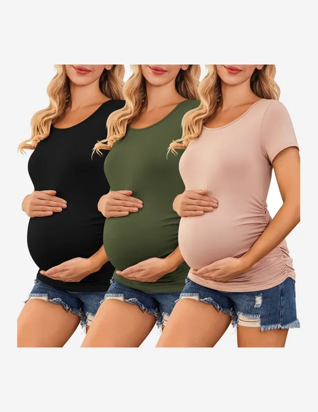 ekouaer-maternity-umstandsshirt-3er-pack-kurzarm-ger-schte-seite image 1