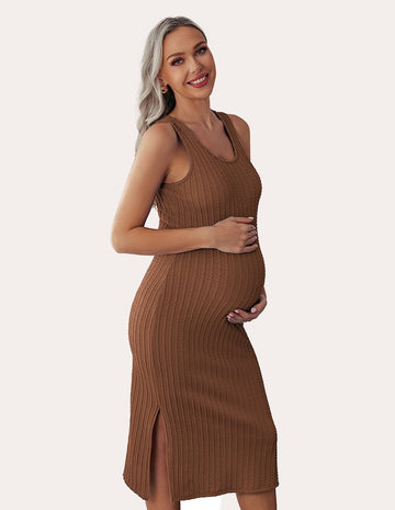 ekouaer-maternity-rib-knit-umstandskleid-knielang-ripp image 5