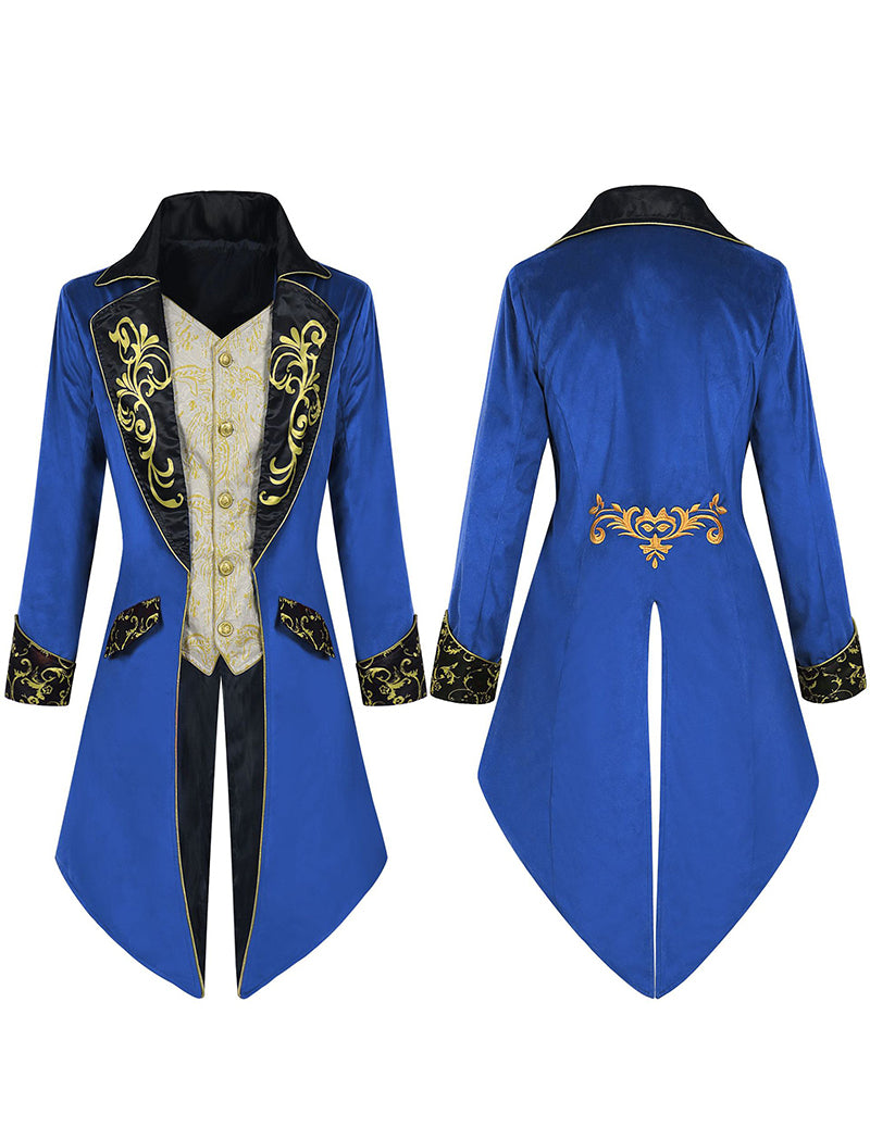 ekouaer-men-steampunk-frack-herren-schwarz-bestickt-slim-fit image 4