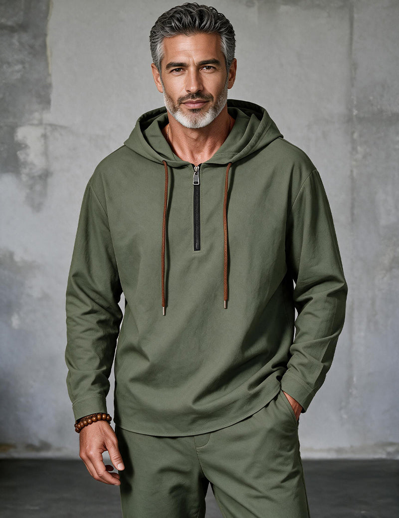 ekouaer-men-linen-zip-hoodie-herren-schwarz-l-mit-kapuze image 8