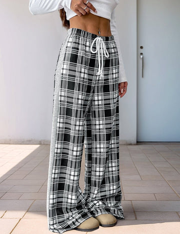 ekouaer-pajama-sets-pyjamahose-wide-leg-kariert-mit-taschen image 3