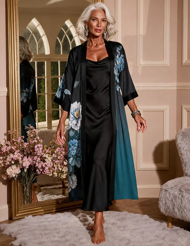 ekouaer-robes-kimono-morgenmantel-negligee-set-bestickt image 1