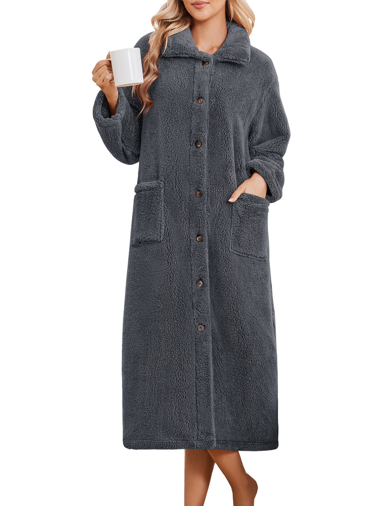 ekouaer-robes-button-down-fleece-bademantel-braun-leo image 7