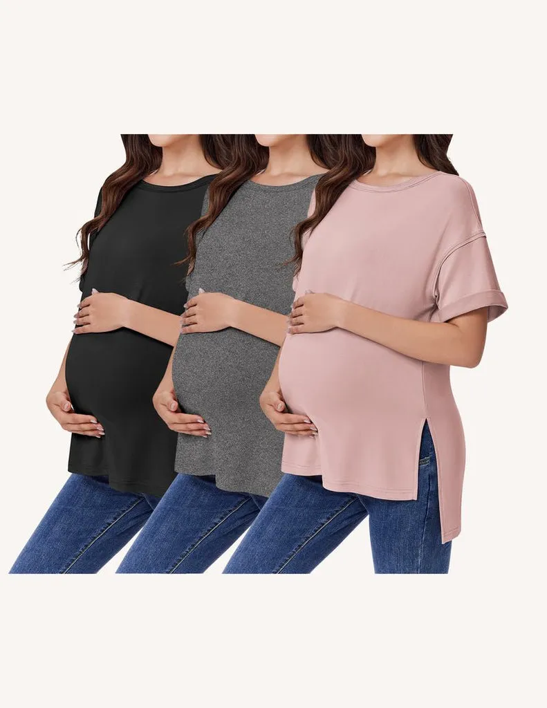 ekouaer-maternity-umstandsshirt-3er-pack-kurzarm-oversize image 1