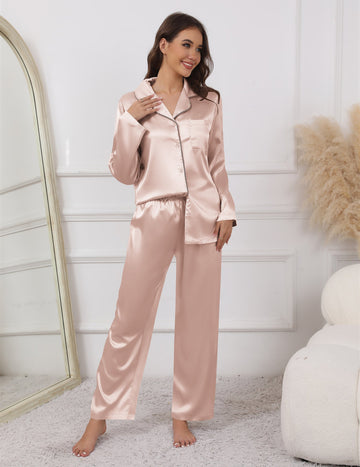ekouaer-pajama-sets-satin-schlafanzug-langarm-2-tlg image 3