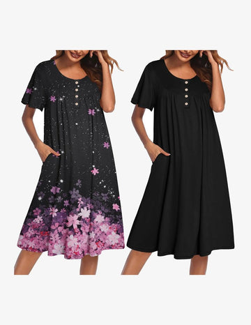 ekouaer-nightgowns-mumu-nachthemd-2er-pack-floral-plus image 7