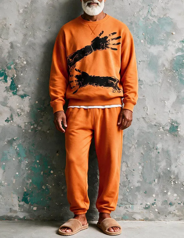ekouaer-men-halloween-set-sweatshirt-jogger-orange-2-teilig image 1