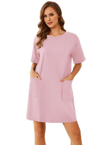 ekouaer-nightgowns-nachthemd-kurzarm-baumwolle-mit-tasche image 7