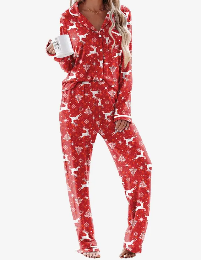ekouaer-pajama-sets-pyjama-langarm-knopfleiste-2-teilig image 1