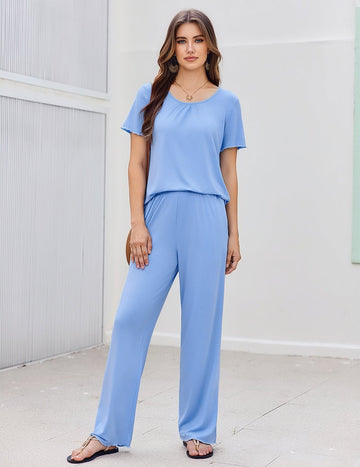 ekouaer-pajama-sets-bambus-lounge-set-gemustert-mit-taschen image 5