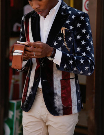 ekouaer-men-samt-blazer-american-flag-slim-fit image 4
