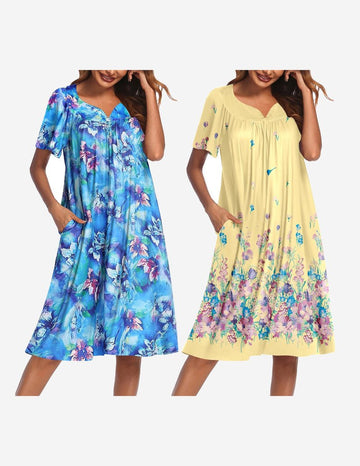 ekouaer-nightgowns-nachthemd-2er-pack-blumen-v-ausschnitt image 7