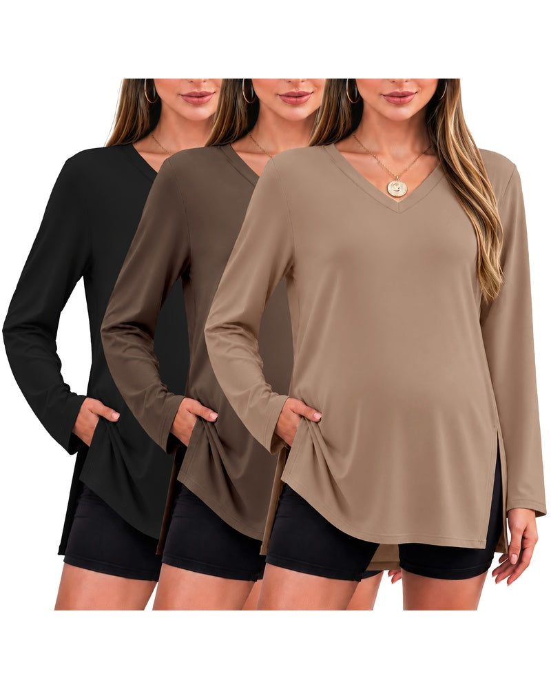 ekouaer-maternity-umstandsshirt-3er-pack-v-ausschnitt-s-xxl image 6