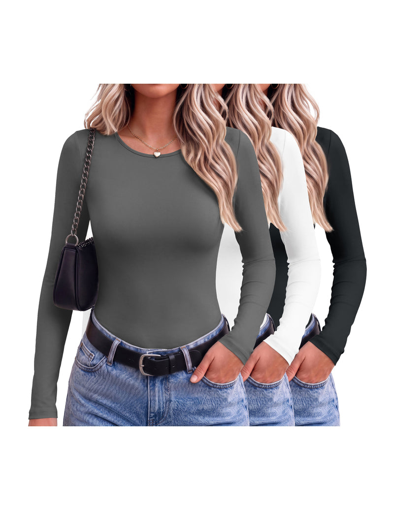 ekouaer-thermals-thermoshirt-3er-set-fleece-langarm-slim-schwarz image 1