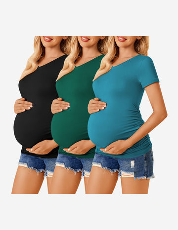 ekouaer-maternity-umstandsshirt-3er-v-ausschnitt image 6