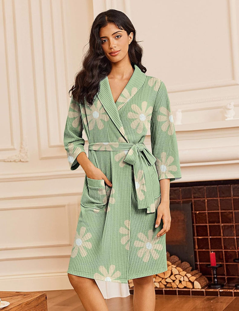 ekouaer-robes-waffle-bademantel-knielang-taschen image 1