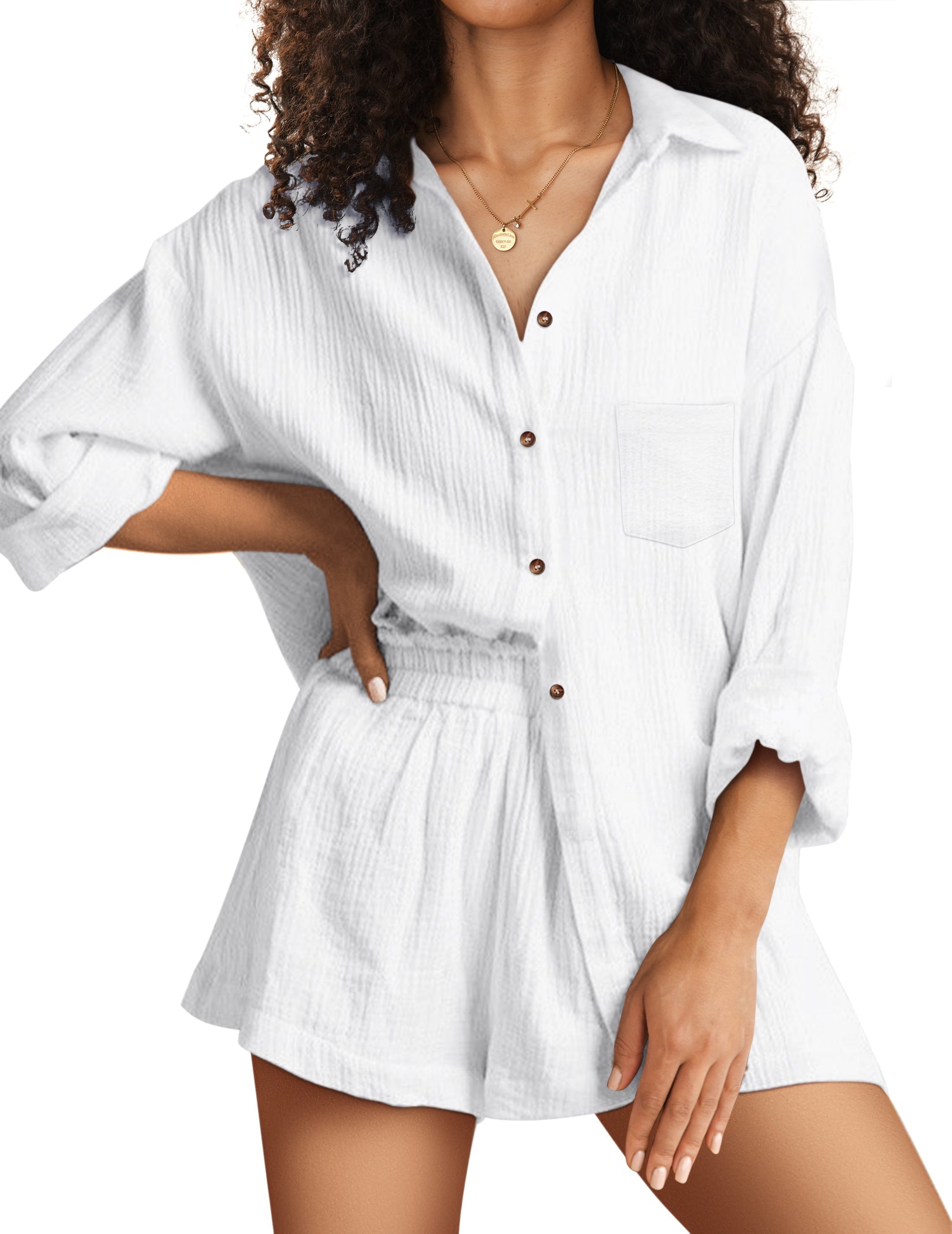 ekouaer-pajama-sets-schlafanzug-wei-m-damen-langarm-knopfleiste image 4