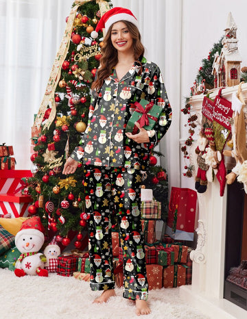 ekouaer-pajama-sets-satin-pyjama-langarm-2-teilig-mit-kn-pfen image 5