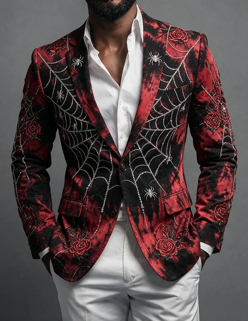 ekouaer-men-gothic-samt-blazer-weinrot-schwarz image 1