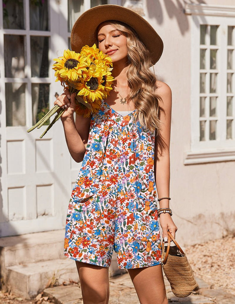 ekouaer-jumpsuits-sommer-jumpsuit-blumen-kurz-mit-taschen image 1