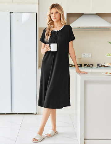 ekouaer-nightgowns-nachthemd-blumen-lang-mit-tasche image 3