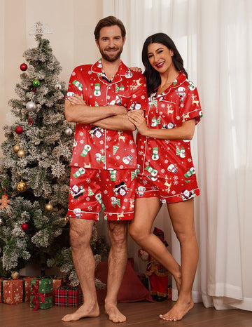 ekouaer-pajama-sets-satin-pyjama-shorts-set-kurzarm-sommer image 5