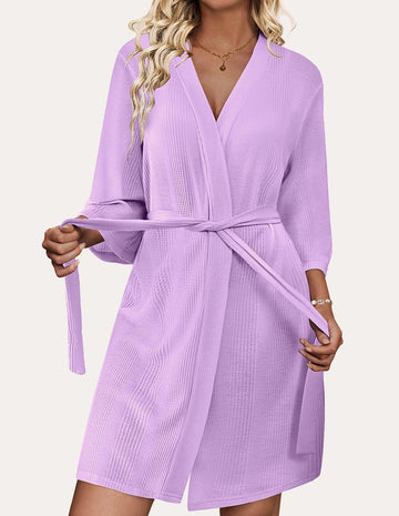 ekouaer-robes-luxe-comfy-waffle-kimono-bathrobe-bademantel-kurz image 7