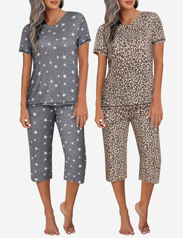 ekouaer-pajama-sets-2er-schlafanzug-capri-kurzarm image 5