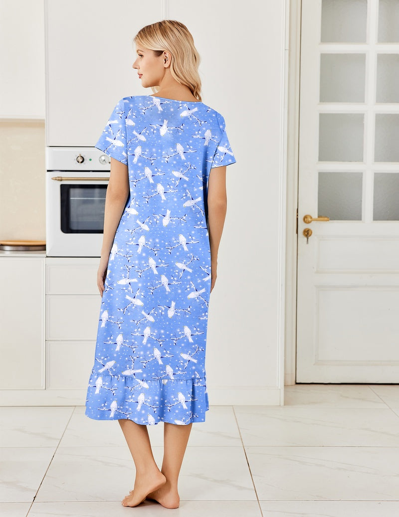 ekouaer-nightgowns-nachthemd-damen-baumwolle-lang-knopfleiste image 4