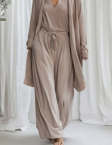 ekouaer-pajama-sets-baumwoll-pyjama-3-teilig-mit-morgenmantel image 8