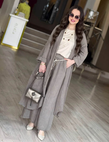ekouaer-robes-leinen-zweiteiler-cardigan-hose-weite-sommer image 7