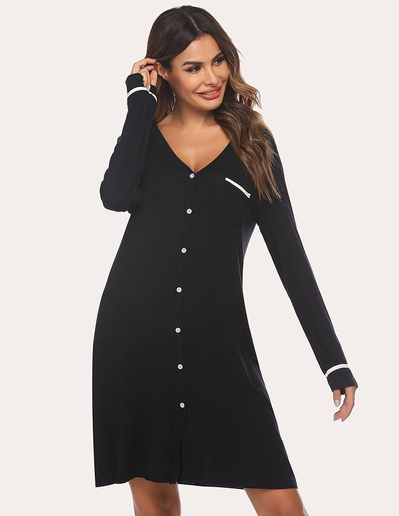 ekouaer-nightgowns-button-down-nachthemd-klassisch image 1