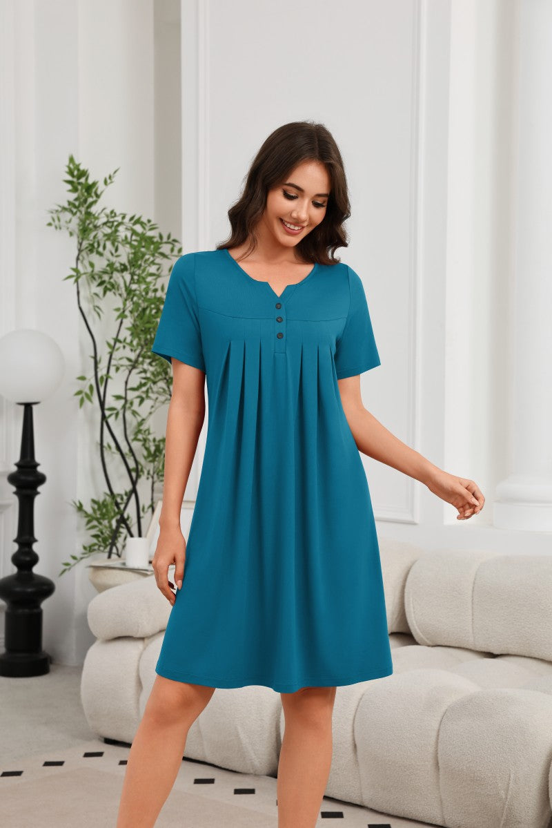 ekouaer-nightgowns-hauskleid-nachthemd-kurzarm image 3