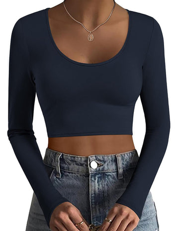 ekouaer-thermals-crop-top-langarm-scoop-neck image 3