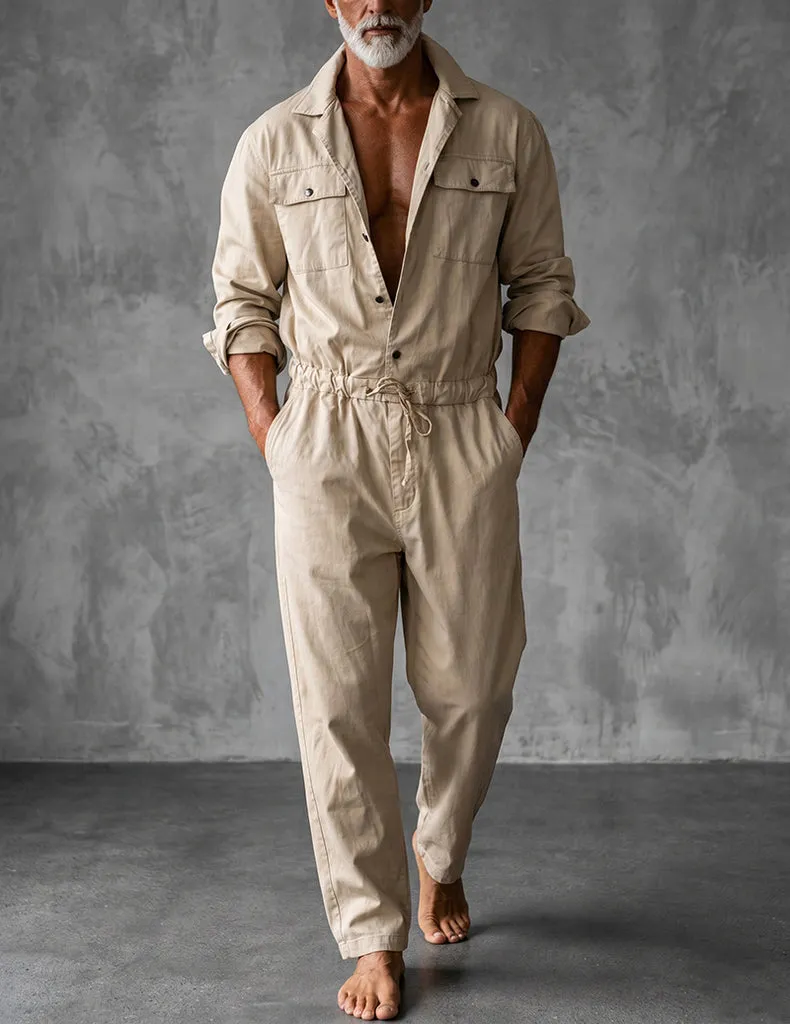 ekouaer-men-overall-jumpsuit-herren-langarm-100-baumwolle-cargo image 1