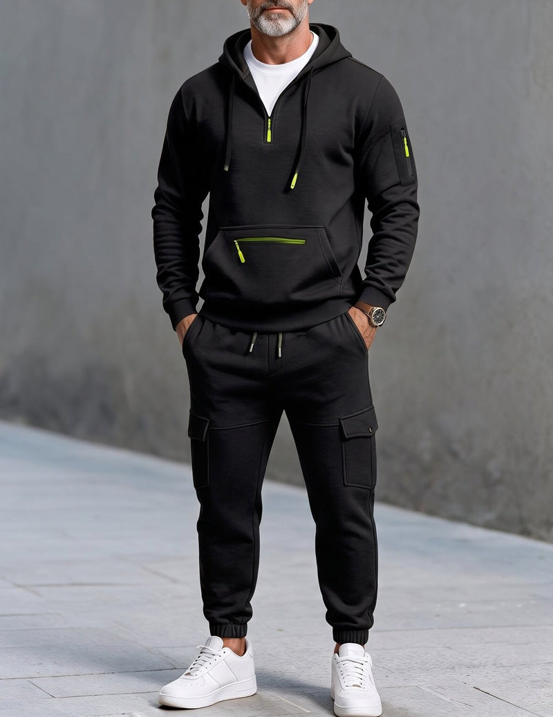 ekouaer-men-kapuzen-jogginganzug-fleece-navy-blue image 3