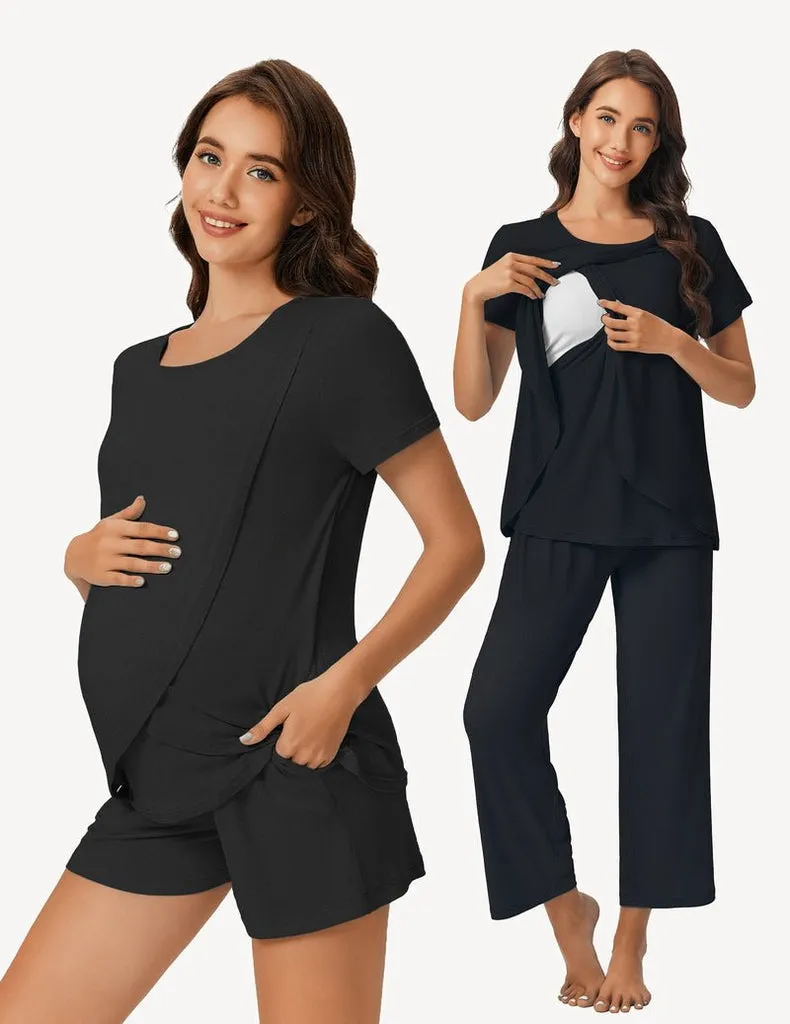 ekouaer-maternity-stillpyjama-3-teilig-mit-shorts image 1