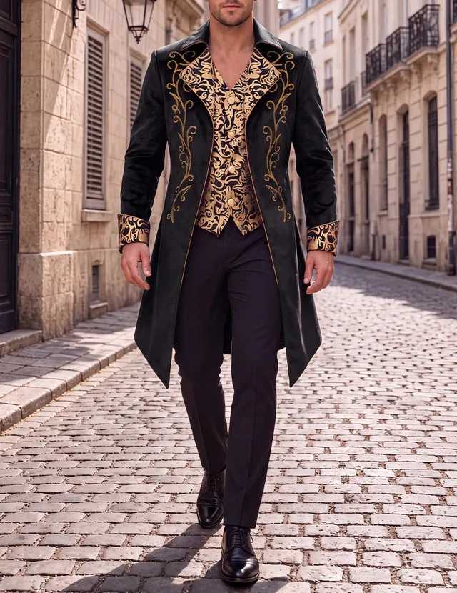 ekouaer-men-gothic-frack-jacke-herren-stickerei image 1