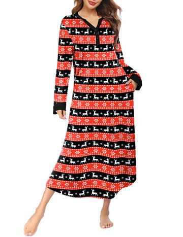 ekouaer-nightgowns-nachthemd-lang-knopfleiste-taschen image 5