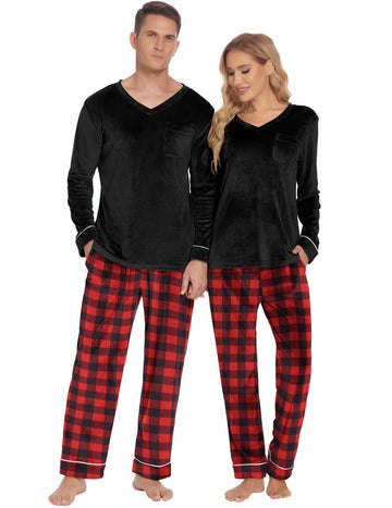 ekouaer-men-samt-schlafanzug-langarm-partner-pyjama image 5