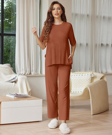 ekouaer-pajama-sets-comfy-loungeset-2-teilig-mit-taschen image 7