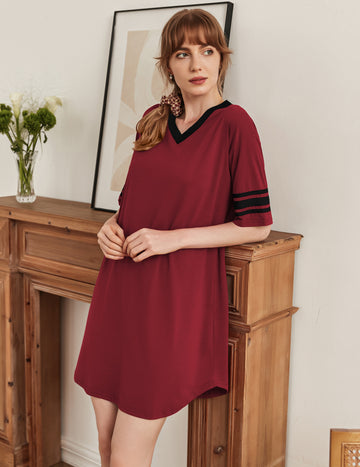 ekouaer-nightgowns-contrast-color-nachthemd-kurz-mit-tasche image 4